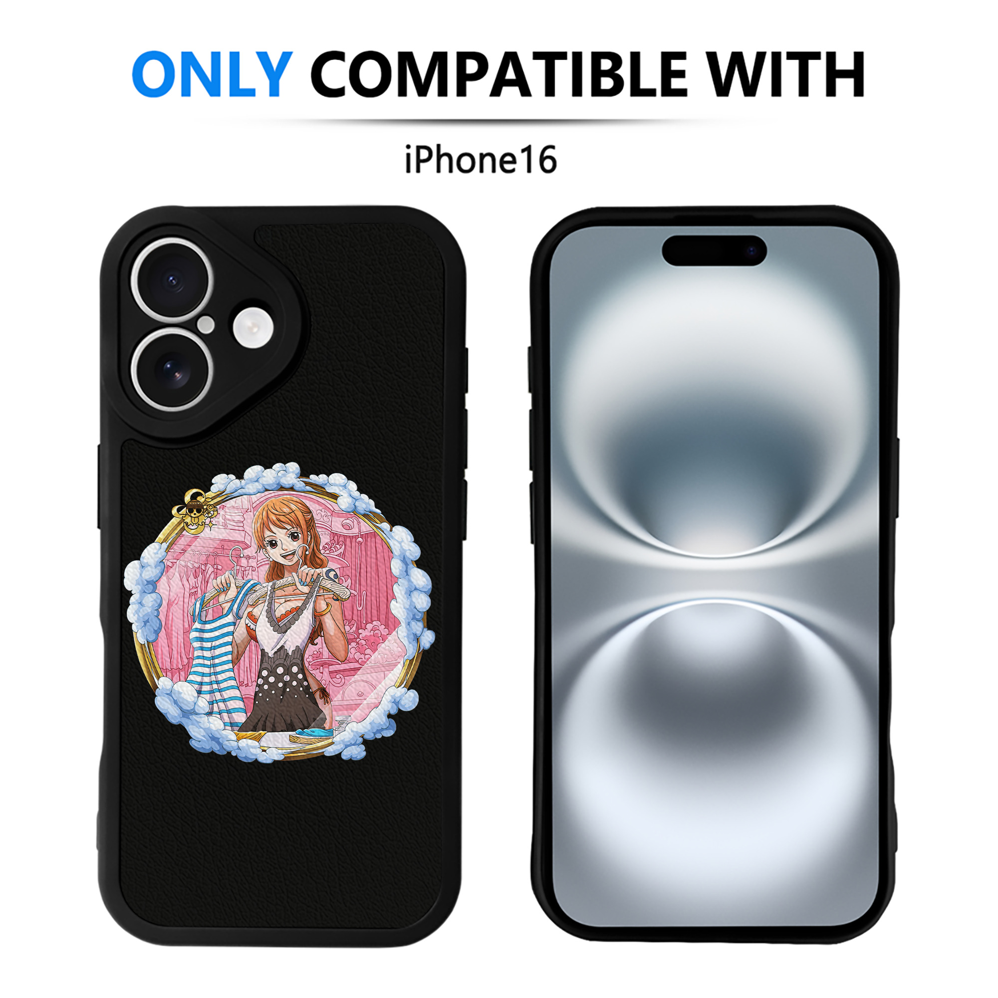 （画像用） ワンピース ナミ ONE PIECE Nami 【iPhone 16シリーズ対応】シリコンスマホケース（レザー調） 材質：シリコン